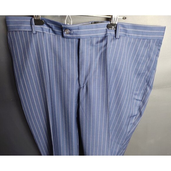 Snover Blue Pinstripe Suit Men's 46 Jacket/46W Pants 2-Pc Sharp Fit - Picture 14 of 16